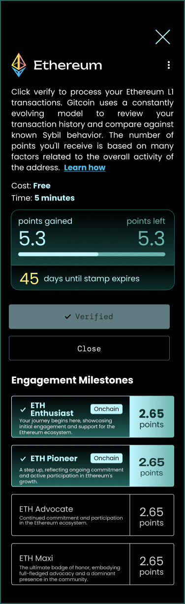 Passport credential details and stamp progress interface.