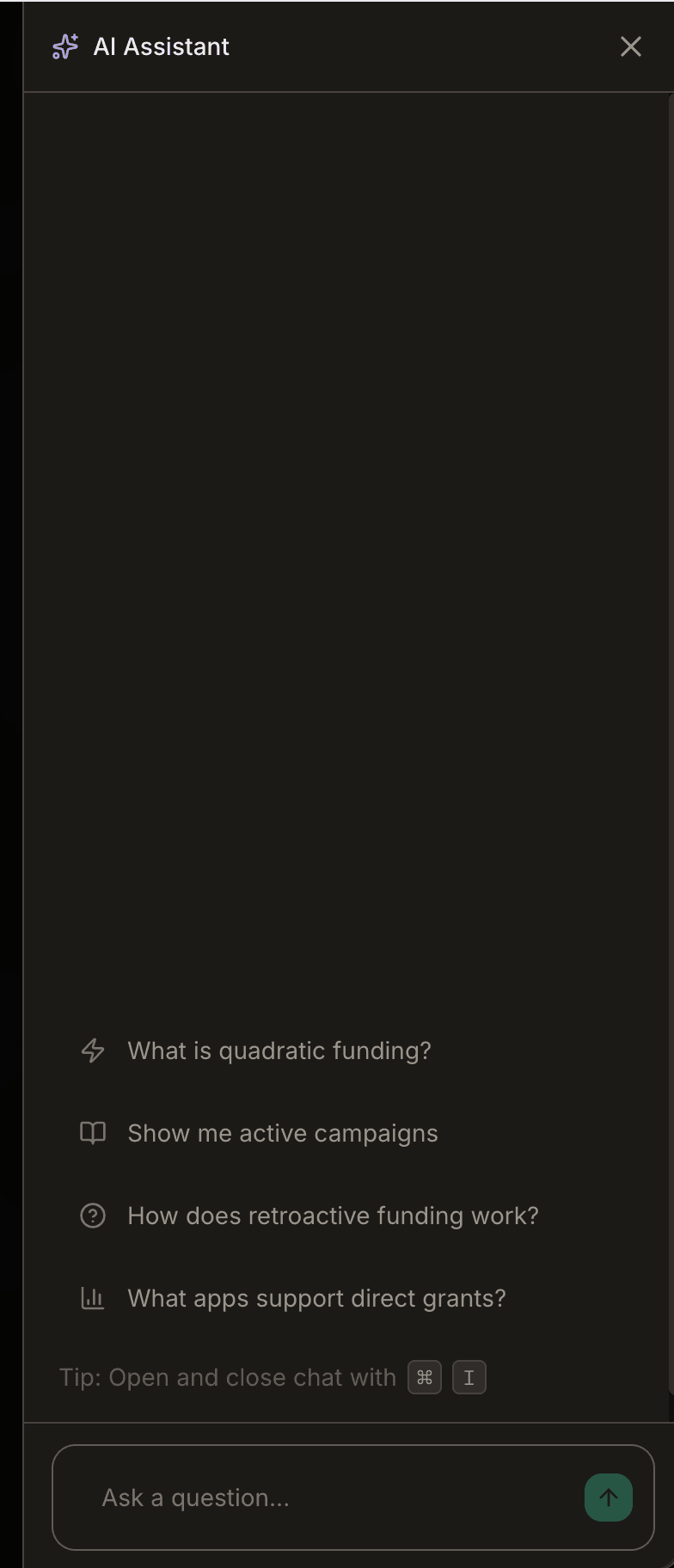 AI Assistant side panel with suggested questions