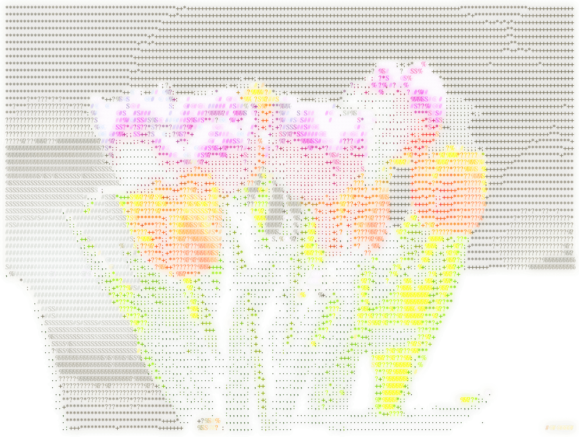 A floral image transformed into a soft, colorful ASCII composition.